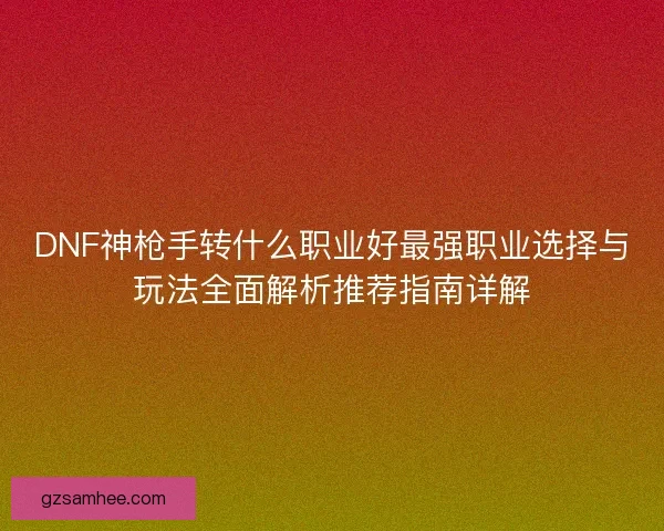 DNF神枪手转什么职业好最强职业选择与玩法全面解析推荐指南详解