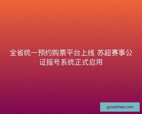 全省统一预约购票平台上线 苏超赛事公证摇号系统正式启用